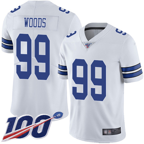 Men Dallas Cowboys Limited White Antwaun Woods Road 99 100th Season Vapor Untouchable NFL Jersey